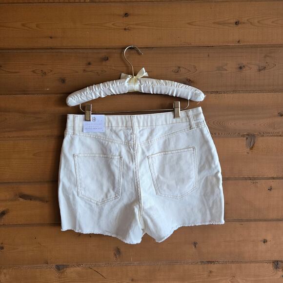 House of Harlow Mom Short Jean High Rise Cream Raw Hem NWT 27 Boho Denim Western - Picture 4 of 5